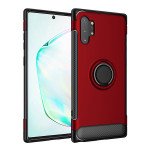 Wholesale Galaxy Note 10+ (Plus) 360 Rotating Ring Stand Hybrid Case with Metal Plate (Red)